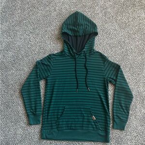 Green and Black Striped Green Hoodie
